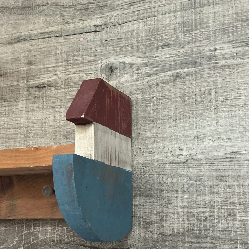 Vintage Wooden Tug Boat Peg Shelf Nautical 90’s